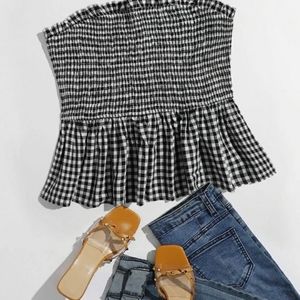 Peplum checkered tube top